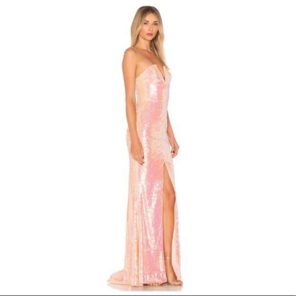 NBD Dreams From Yesterday Sequins Gown Electric Peach REVOLVE XS - Picture 3 of 8